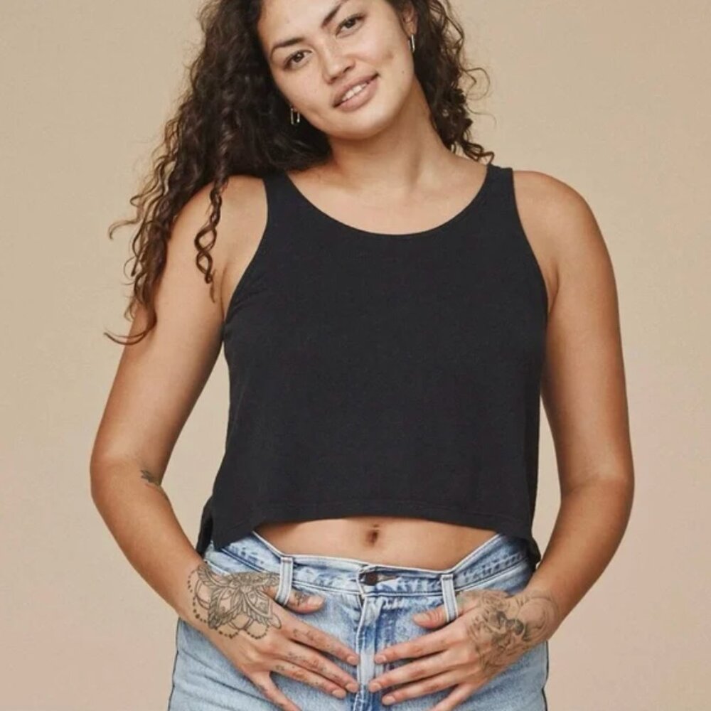 Jungmaven Cropped Tank in Faded Black Women’s Size Small Hemp Cotton Blend